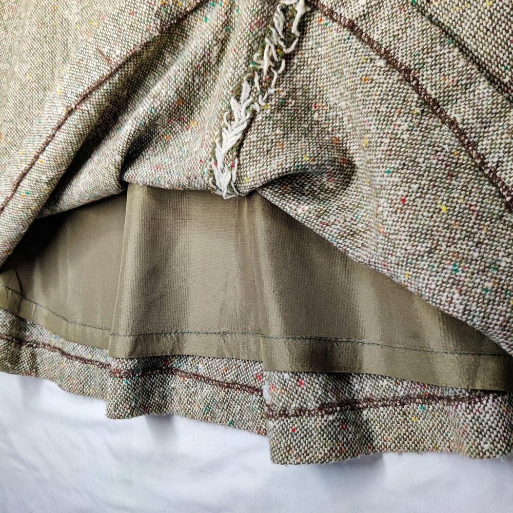 Vtg French Donegal Wool Blend Tweed A-line Flouncy Midi Skirt Small Academia 70s - Picture 6 of 12